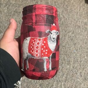 Hand Made Plaid Sheep/Pig Holiday Jar